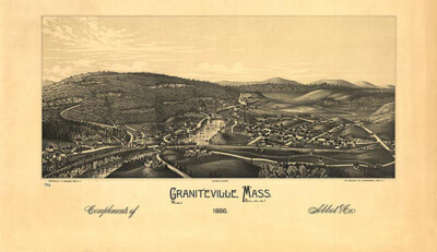 Panoramic Map of Graniteville MA 16x24