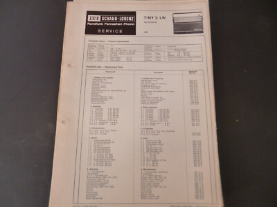 Original Service Manual Schaltplan ITT Schaub Lorenz Tiny 3 LW