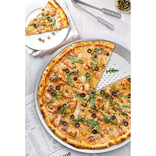 Pizza Oven Pan, Pizza Crisper Pan with Holes, Round Pizza Tray 14 Inch Silver - Bild 3 von 7