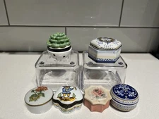 Chamart Deruta Porcelain Ceramic Trinket Box Collection Hand Painted Lot of 6
