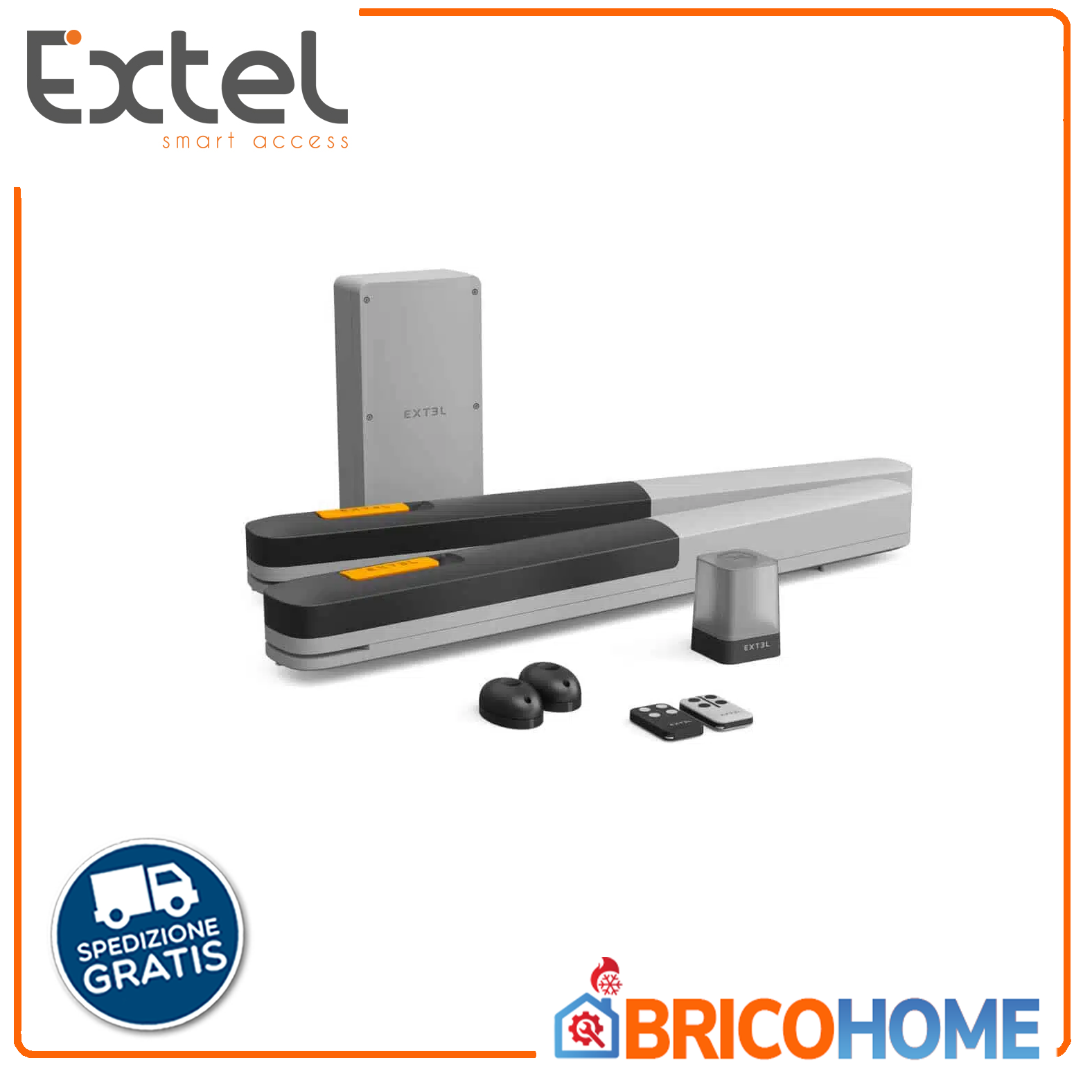 Kit automazione per cancelli a 2 battenti 24V 2,5m/250kg per anta 761003 EXTEL