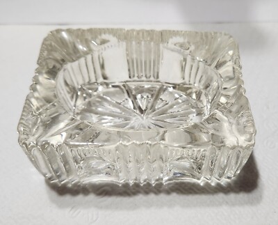 VTG 1950's Art Deco Glass Small Rectangular Ash Tray, Trinket dish, Salt Cellar 