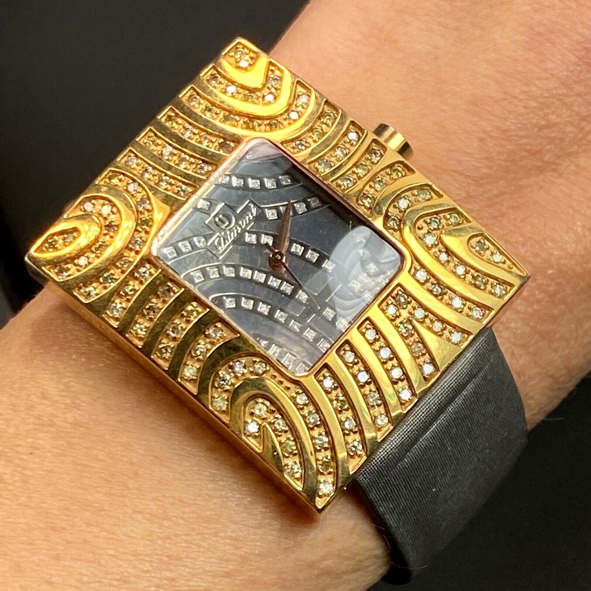 JJ Diamond Design Dimoni Goldfilled Oversized Rectangle Watch