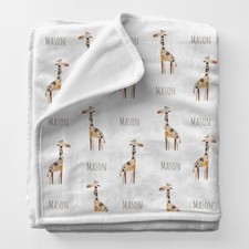 Personalized giraffe baby blanket - Customized baby blanket Animal Birthday gift