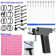 16-133Pcs Body Piercing Gun Tool Kit Pro Ear Nose Navel Ring Studs Jewelry Set