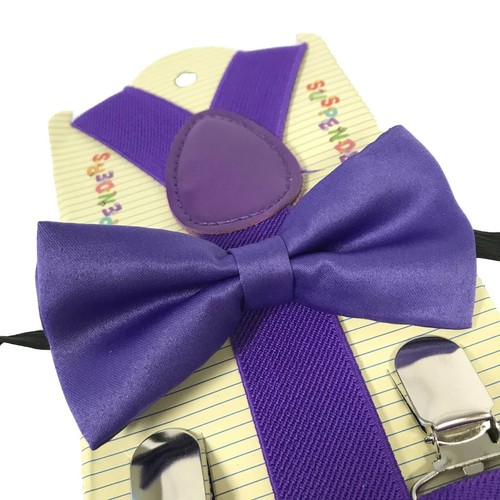Purple Suspender + Bow Tie Matching Set Wedding Toddler Kids Boys Girls Baby eBay