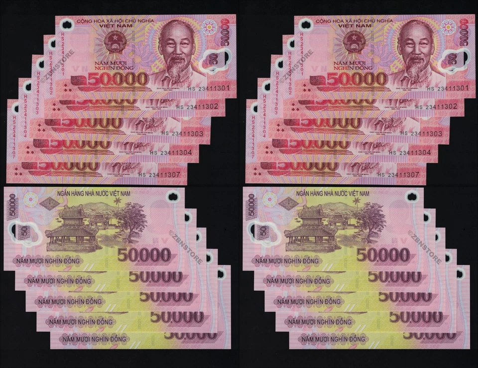 20 x 50,000 Vietnam Dong 20 Banknotes Currency = 1 Million Total New Polymer UNC - Image 4 of 4