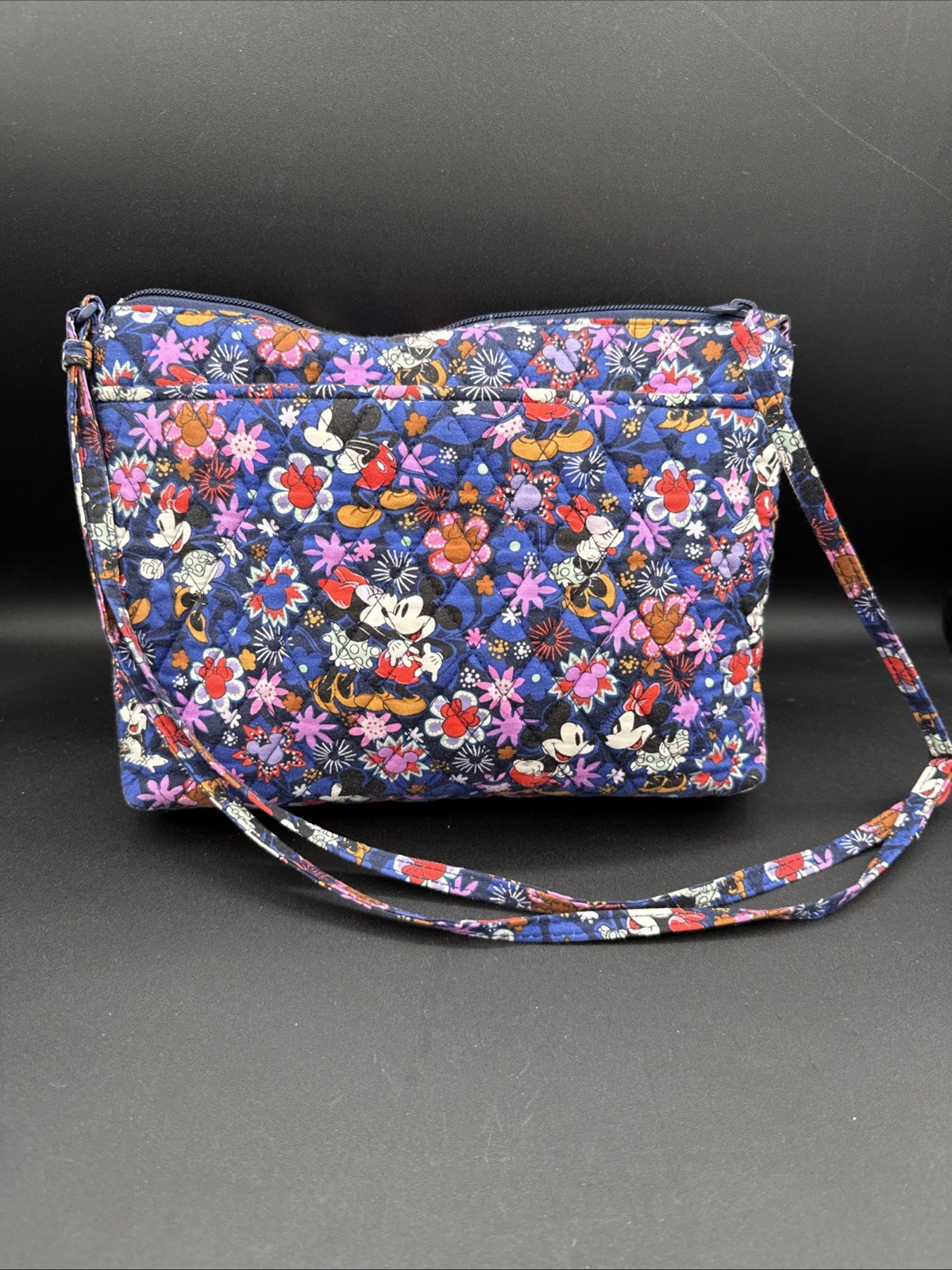 Vera Bradley Large Hipster Mickey & Minnie Sweet Floral Blue Adjustable Strap