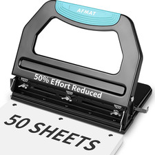 Heavy Duty 3 Hole Punch, 50-Sheet Capacity, Adjustable  Easy to Use