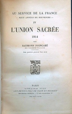 L'UNION SACREE POINCARE RAYMOND PLON-NOURRIT 1927 \