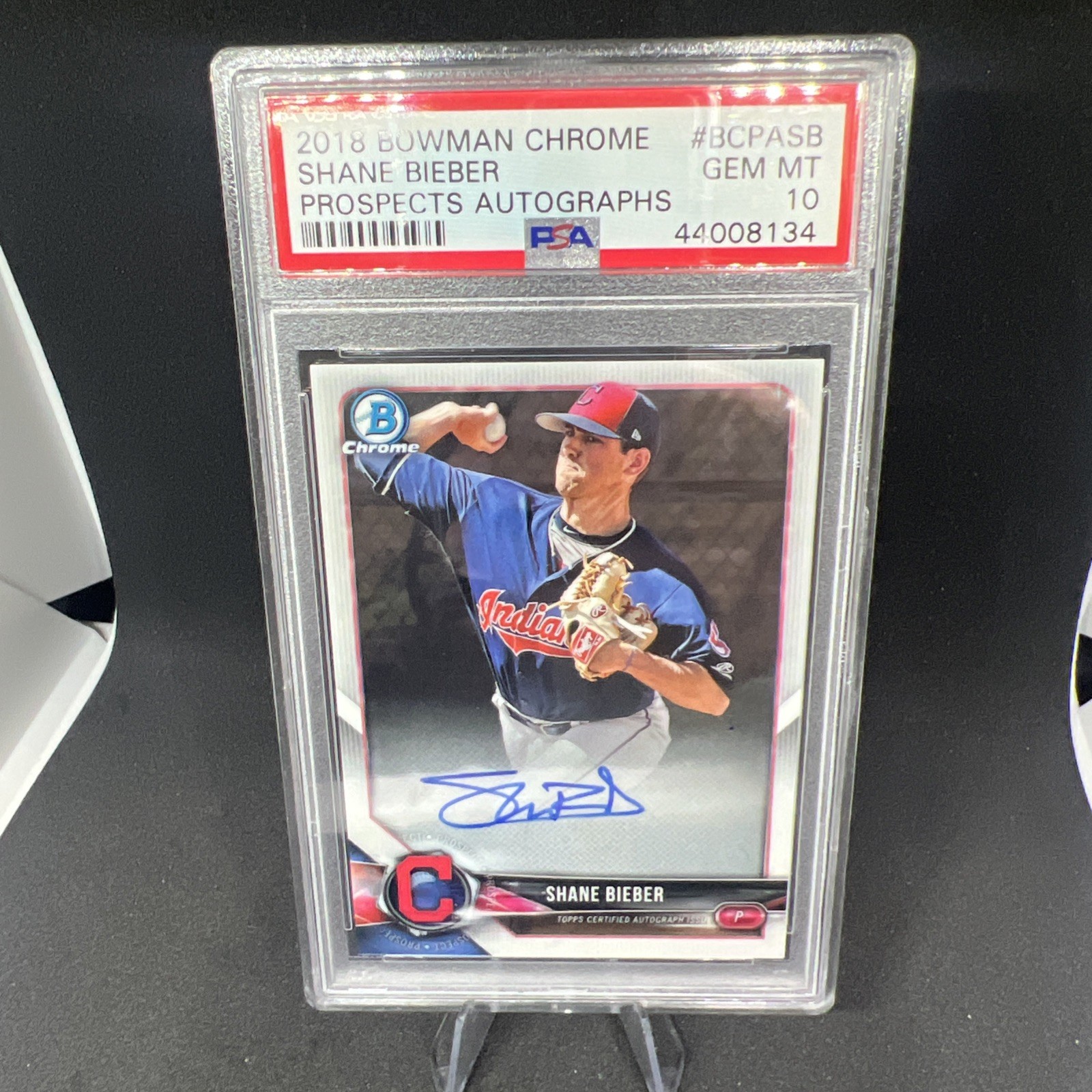2018 Bowman Chrome Prospects Auto #BCPASB Shane Bieber PSA 10 Indians Blue Jays