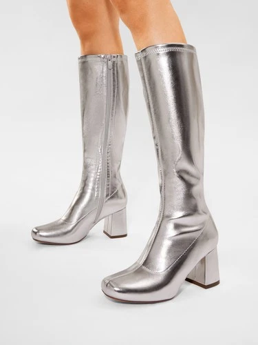 Gogo Damenstiefel eckige Zehenpartie klobiger Blockabsatz weite Wade kniehohe Stiefel - Bild 11 von 23
