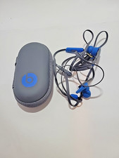 Beats by Dre Gray Soft Headphones With Case Blue Logo Zipper Pouch
