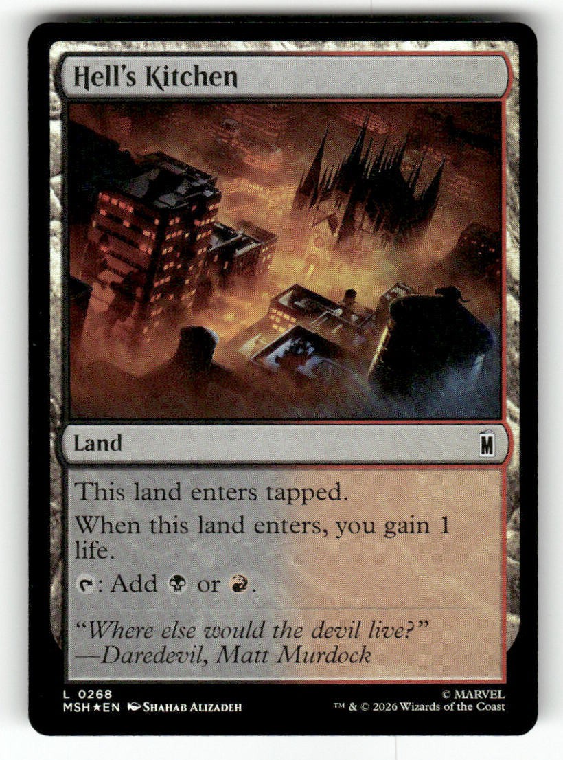 Hell's Kitchen 268 Land Marvel Super Heroes Magic: The Gathering Foil Near Mint