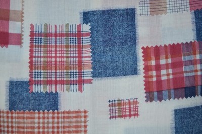 Faux patchwork FABRIC 1.75 yards red blue white plaids
