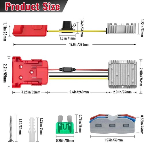 Adattatore batteria connettore ruote elettriche Milwaukee M18 da 18v a 12v per Milwaukee - Foto 2 di 9