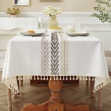 Laolitou Cotton Linen Waterproof Tablecloth for Dining Table Farmhouse Kitche...
