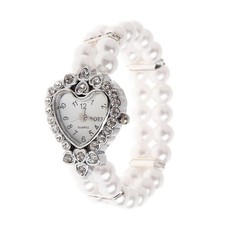 Casual Wristwatches Pearl Beaded Bracelet Watches Strap Quartz Wrist Watch