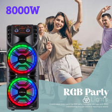 8000W Dual 12" Subwoofer Portable Bluetooth Party Speaker with Remote Light Mic