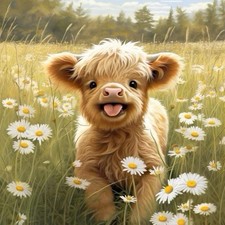 Cow Diamond Art Kits for Adults, Cute Cow Diamond Painting Kits with Round Diamo