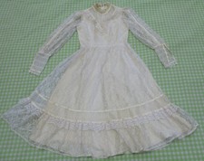 Vintage 70s Gunne Sax Jessica Renaissance Lace Frill Ruffle Tea-Length Dress 11