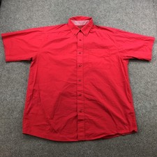 Ariat Shirt Mens Large Red Solid Short Sleeve Button Down Logo Stretch Casual
