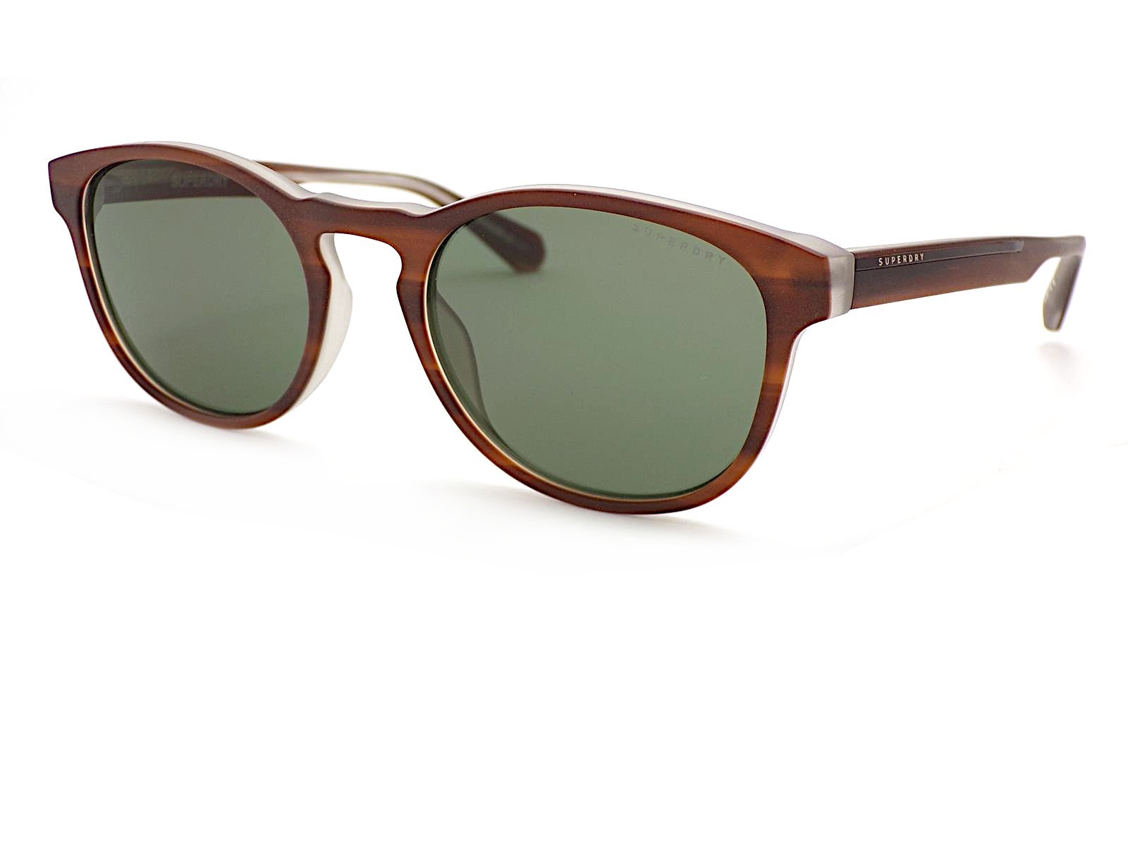 Superdry SDS 5030 Oval Sunglasses Dark Brown Horn with Dark Green Lenses 101