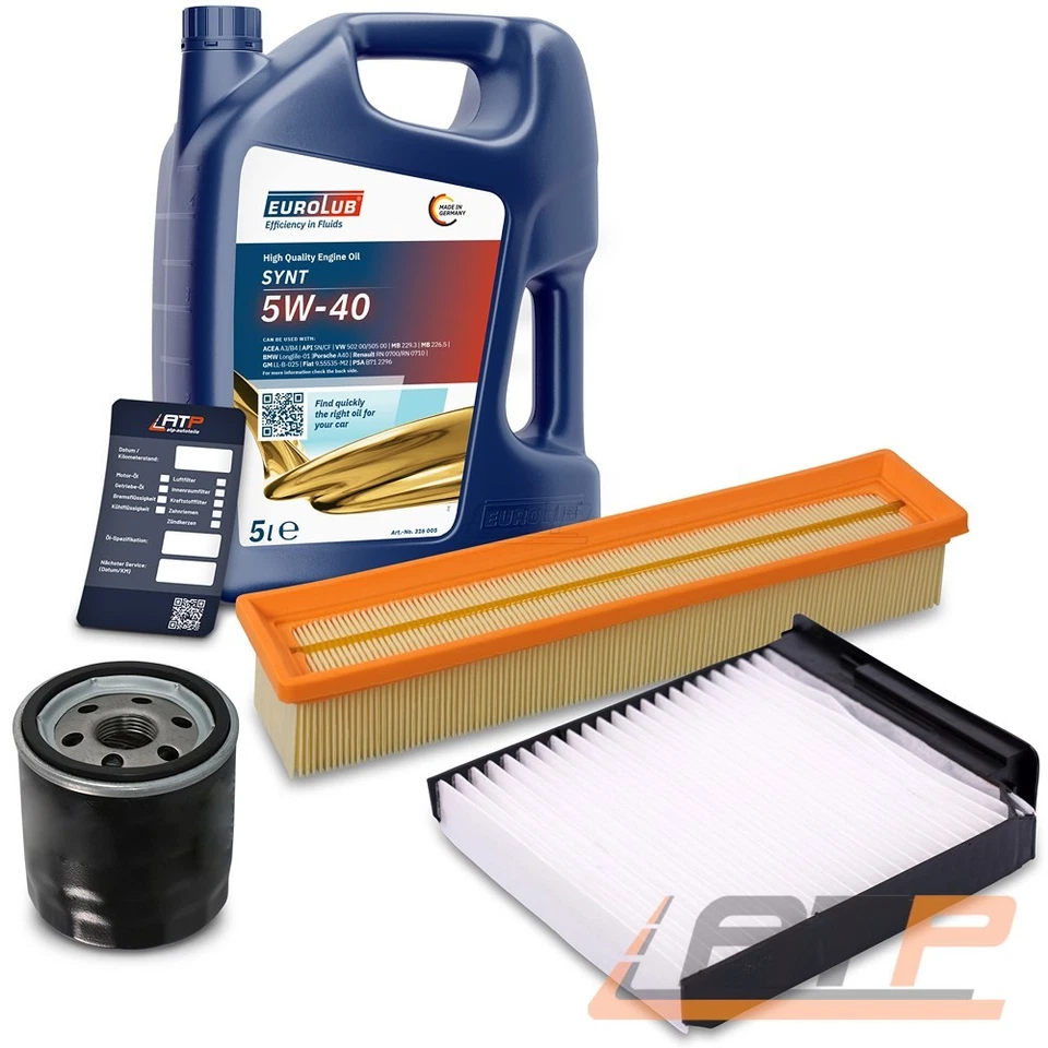 INSPEKTIONSPAKET FILTERSATZ SET A+5L EUROLUB 5W-40 FÜR RENAULT MODUS 1.2 04-