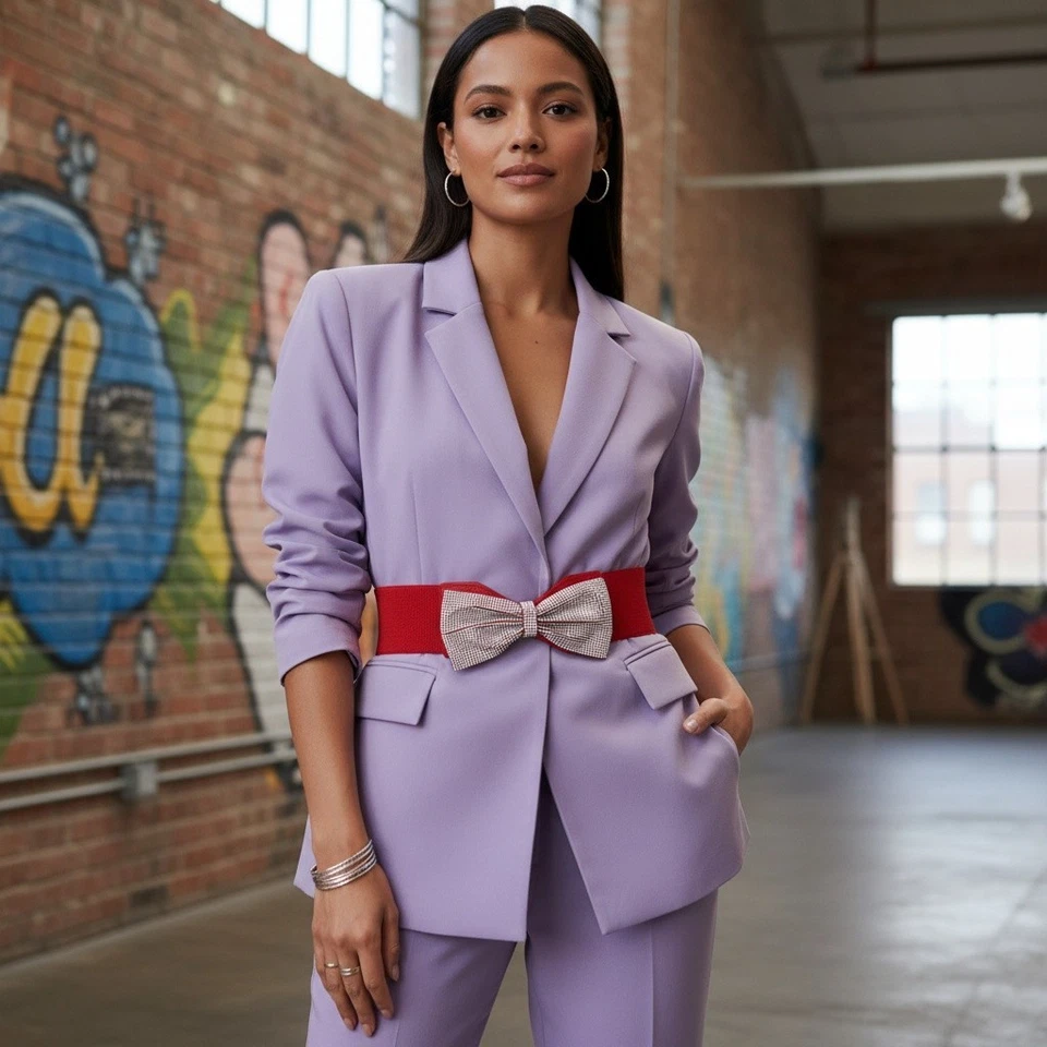 Mujeres Rojo Cintura Elástica Moda Fiesta Vacaciones Cinturón Bling Arco Hebilla Talla S M Foto 2 de 4