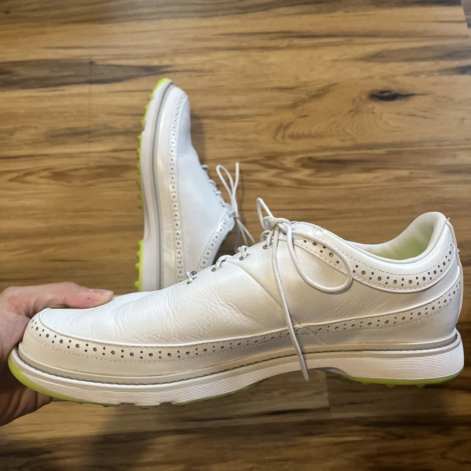 Adidas MC80 Spikeless Men’s Oxford Golf Shoes (11 / White $ Neon Yellow) - Image 3 of 4