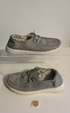Hey Dude Wendy Linen Iron Gray Slip On Comfort Shoes Women  s 121533991 Sz 6 M