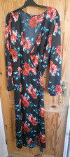 STUDIO BLACK & RED FLORAL MIDI WRAP DRESS 18 PLUS SIZE