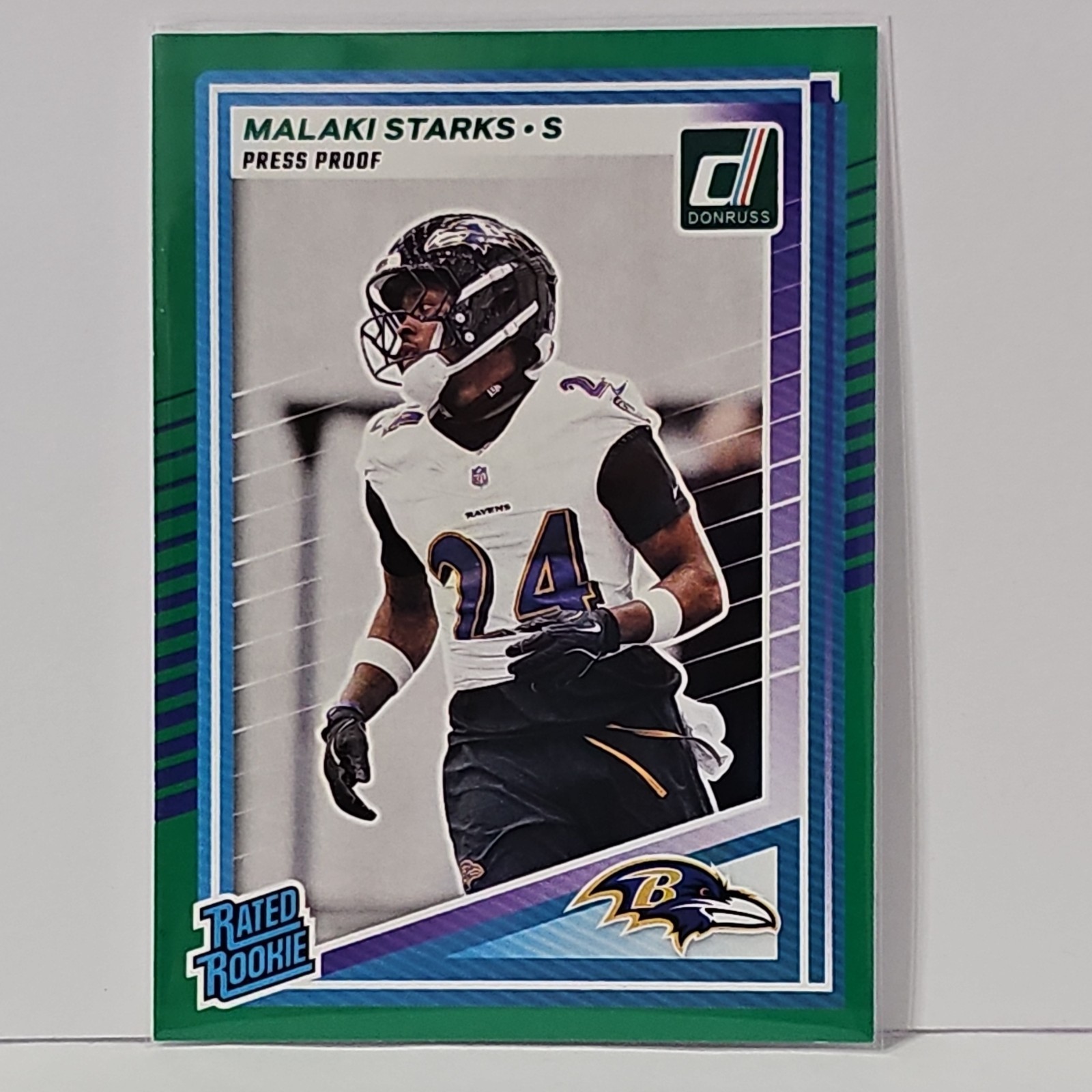 2025 Panini Donruss Malaki Starks #346 Rated Rookie Press Proof Green Ravens