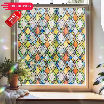 ADD.HERES Rainbow Window Privacy Film, 29.5'' x 78.7'', Crystal Shards