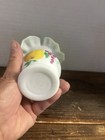 Fenton Glass Vase Hand Painted Fruit Ruffled Top Green Top; White Bottom Vintage — photo 5