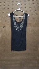 Black Woman's Sleeveless minidress With Silver Addons
