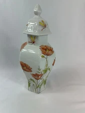 Mottahedah Design Aniap Ginger Jar Orange Ice Poppy Floral Sona Verona Italy 