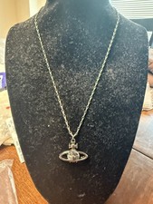 NEW Vivienne Westwood large orb pendant necklace in dark gunmetal tone Saturn