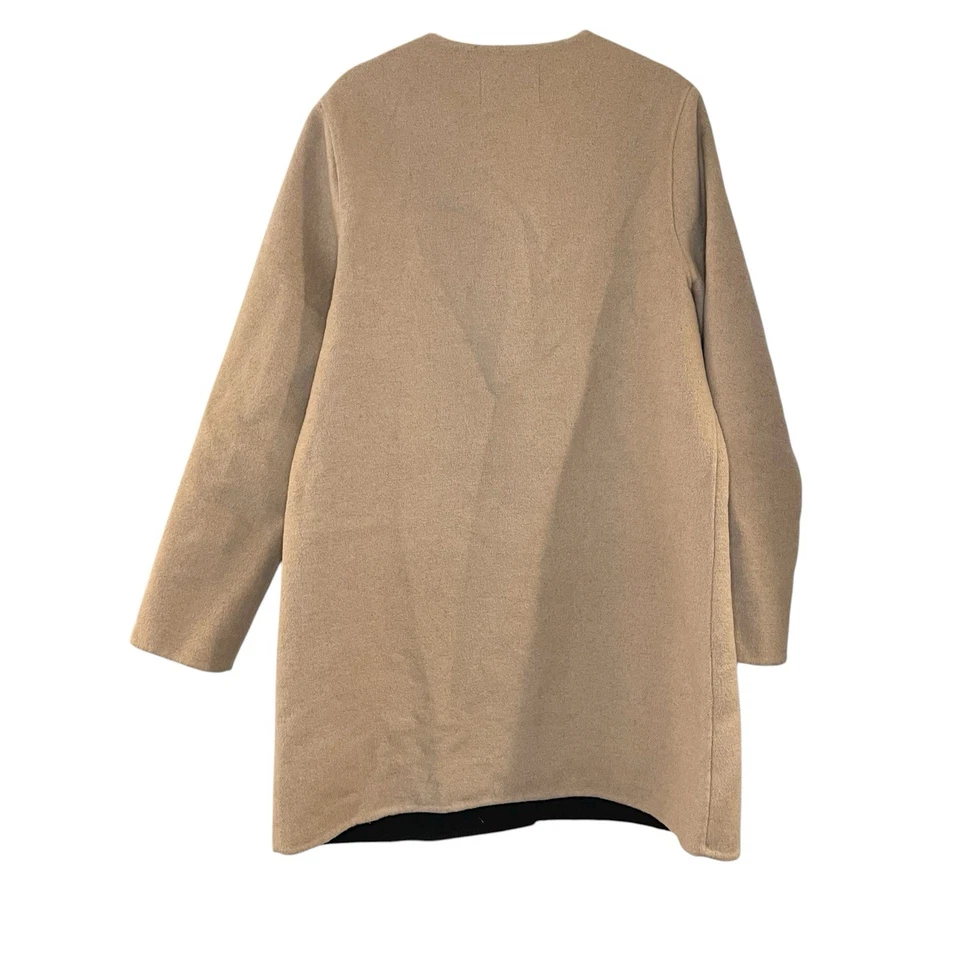 Cárdigan Suéter Mezcla Lana Tahari Tostado Camel Botón a Presión Bolsillos Largos Talla M Foto 2 de 4