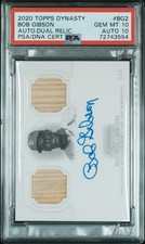2020 Topps Dynasty Bob Gibson Dual Bat Relic Auto /5 PSA 10 AUTO 10 POP 1