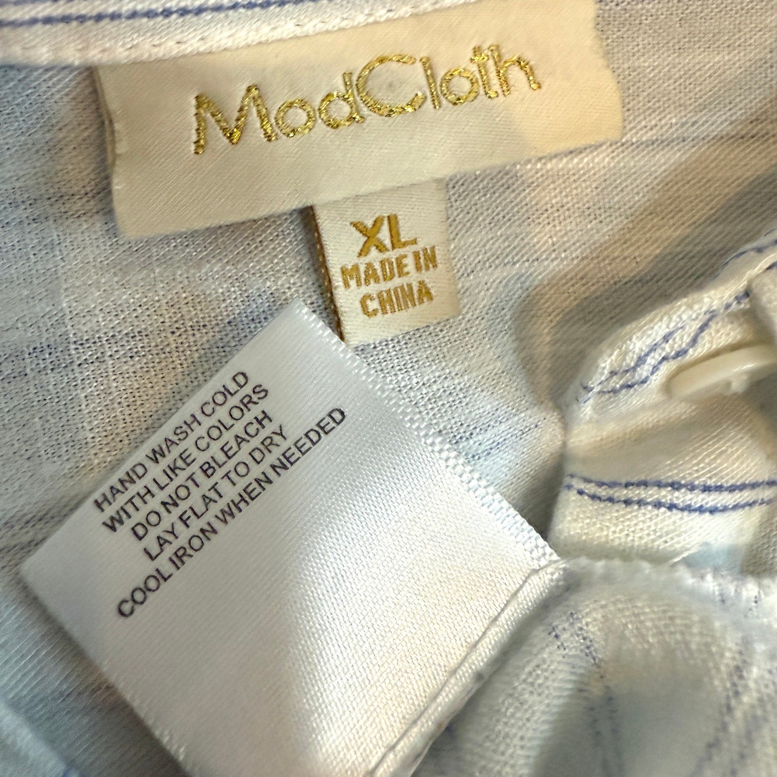 ModCloth XL ruffle collared button front striped … - image 5