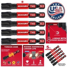 Durable 2 Impact Tough T40 Torx Bits - S2 Ste...