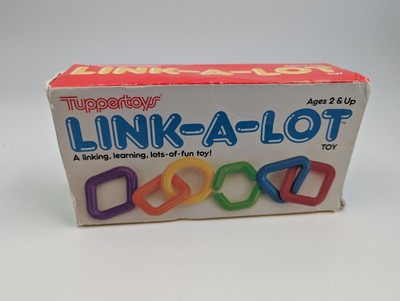 Vintage TUPPERWARE Tuppertoys LINK A LOT Plastic Linking Chain With Box! EC! 