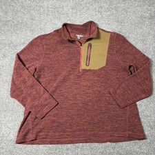 Eddie Bauer Pullover Mens 2XL Red Quarter Zip Long Sleeve Fleece Hiking Top