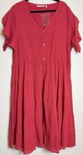 Soft Surroundings Delfos Coral Cotton Gauze  Dress Size 1X Flutter Sleeves Flowy