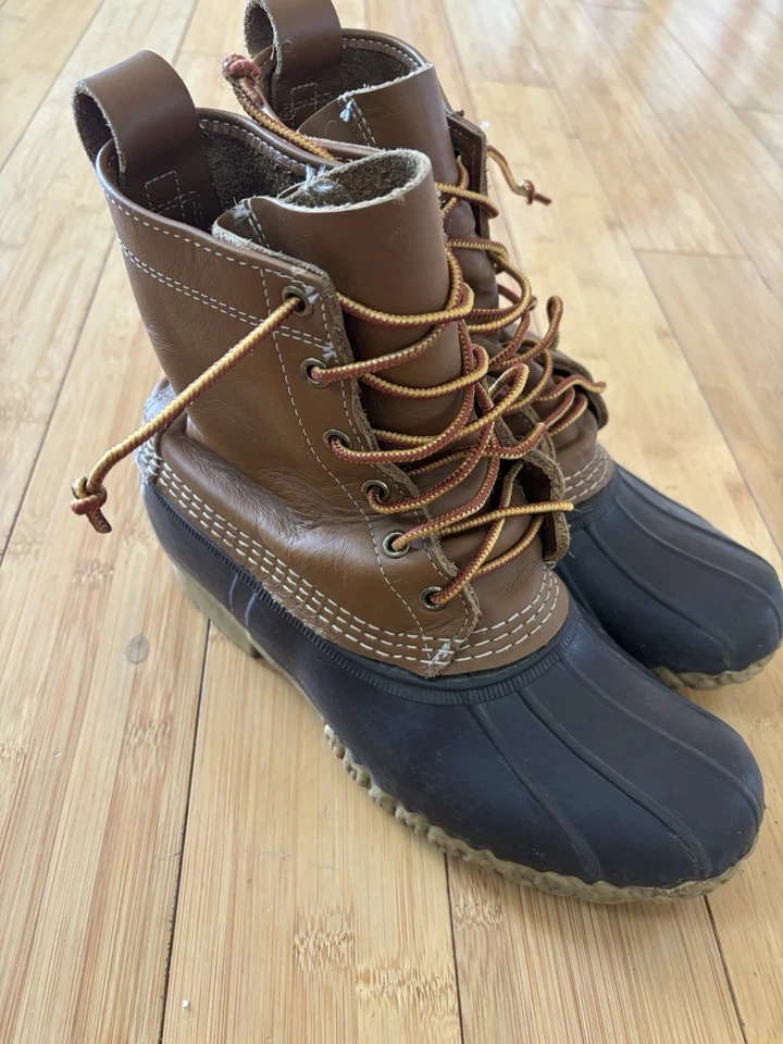 LL Bean Boots Duck Bean Boots Mujer 9.5 M Cuero Marrón Impermeables EE. UU. Foto 3 de 4