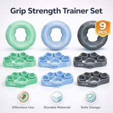 Grip Strength Trainer Kit 9PCS Hand Gripper Finger Exerciser Forearm Strength
