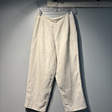 Vintage Talbots Irish Linen Crop Pants Women 10 Beige lined Career Minimalist