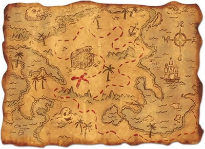 Plastic Treasure Map Party Accessory (1 count) (1/Pkg) 