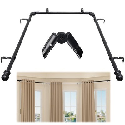 Erkerfenster Gardinenstangen, Eckstangen-Set, 2,5 cm U-Form schwarz 